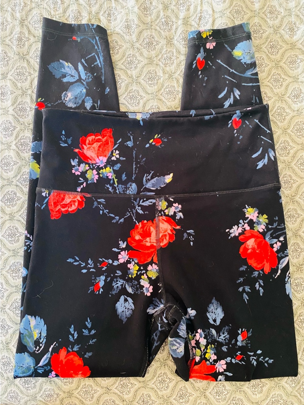 Victoria's Secret Leggings with Red & Blue Floral Print